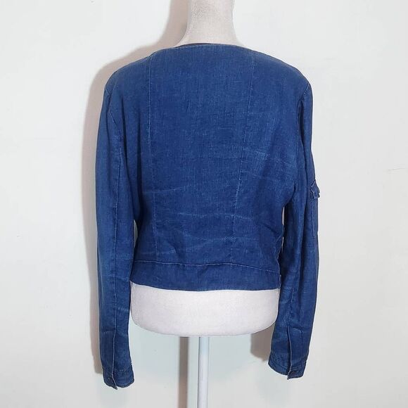 Day Birger et Mikkelsen Blue Chambray Distressed Linen Jacket Size Small 36 - Picture 7 of 11